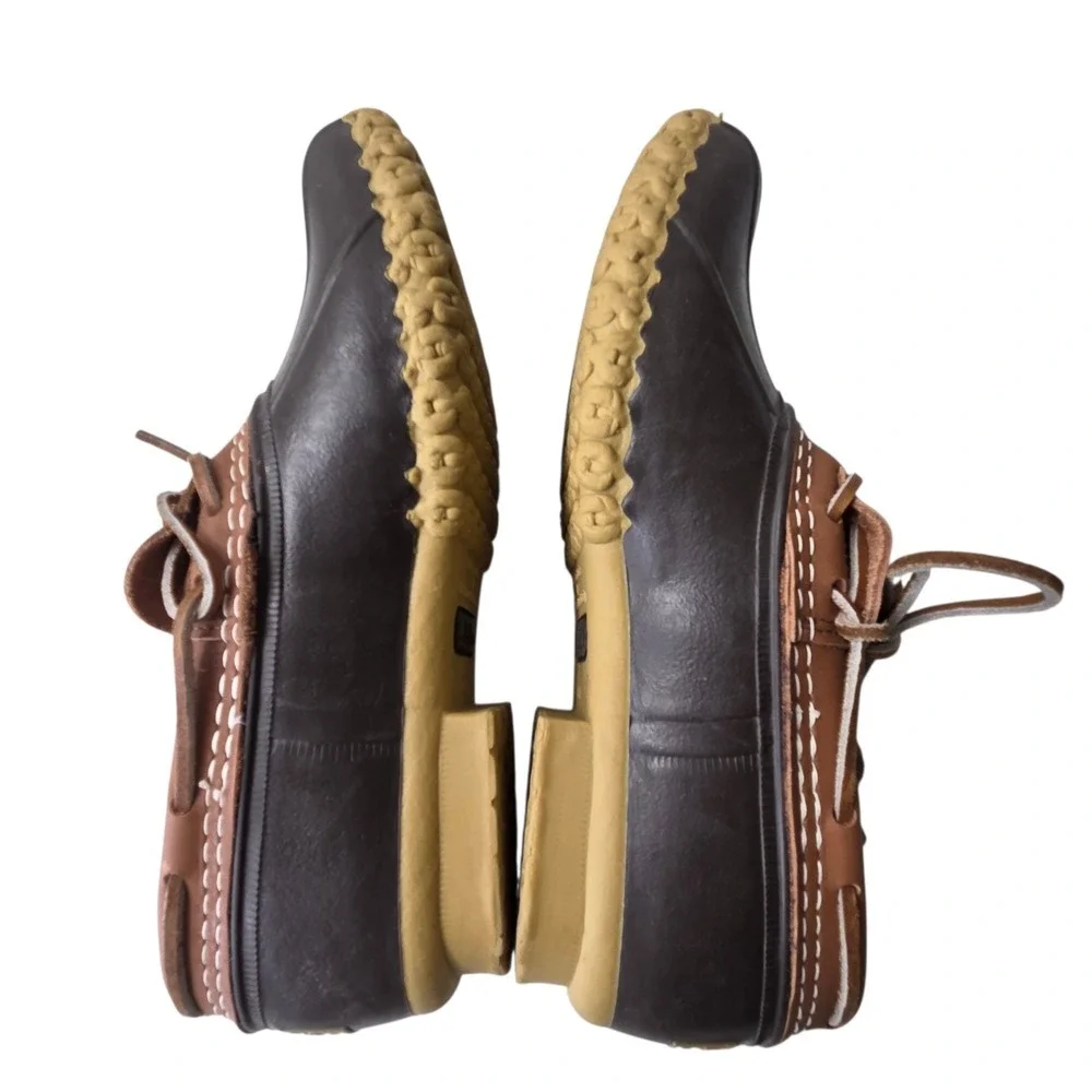 L.L.‎ Bean Mens Bean Boots Low Cut SZ 7N Brown Leather Rubber Shoes Waterproof
